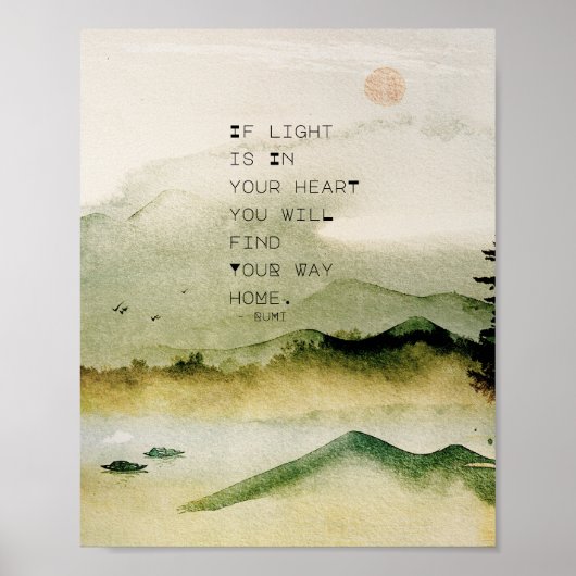 Poster Citation Rumi Inspirationnelle Sur Paysage Aquarel (Devant)