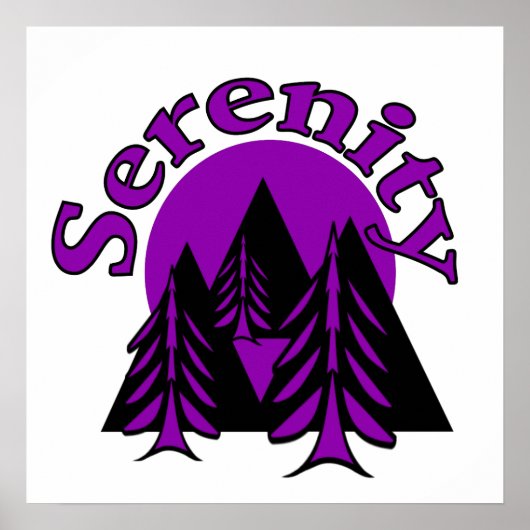 Poster Citation Serenity Moderne Black Purple Lune Arbres (Devant)