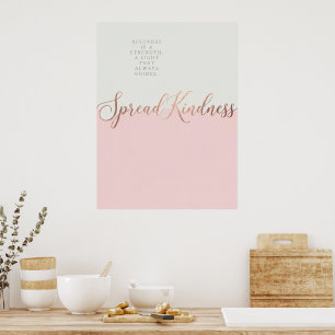 Poster Citation sur la gentillesse crème et rose – Mur mi