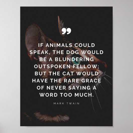 Poster Citation sur la grâce des chats par Mark Twain (Devant)