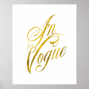Poster Citation Vogue Faux Gold Foil Métallurgie