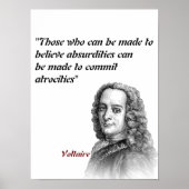 Poster Citation Voltaire Sur Les Absurdités Et Les Atroci (Devant)