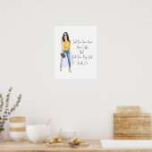 Poster Citation Whimsical "Mettez vos pantalons de filles (Cuisine)