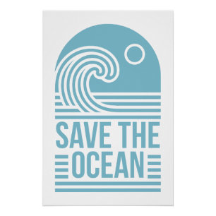 Poster Citations d'activiste pour sauver l'océan esthétiq