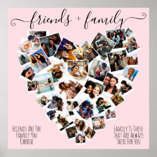 Poster Citations d'amis et de famille Photo Heart Collage