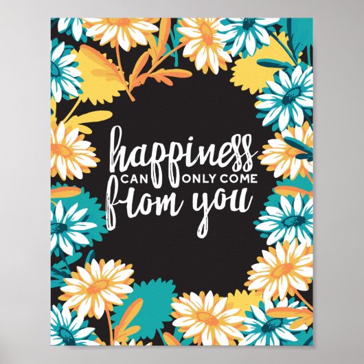 Poster Citations de bonheur avec Motif Fleur de marguerit (Devant)