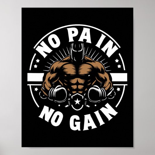 Poster Citations De Boxer Pas De Douleur Pas De Gain Sign (Devant)