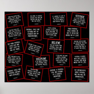 Poster Citations de football Collage en rouge, noir et bl