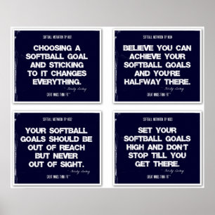 Poster Citations de softball Blue Collage 1-4