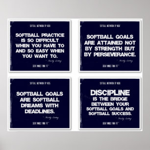 Poster Citations de softball Collage bleu 5-8