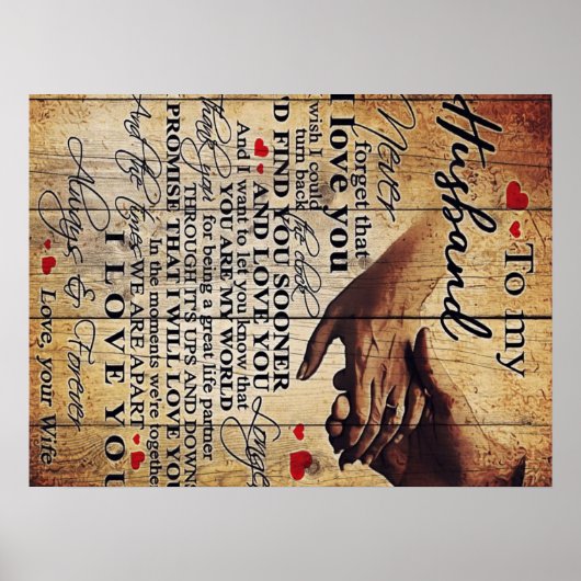 Poster Citations Drôle À Mon Mari | Cadeau Pour Mari | (Devant)
