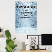 Poster Citations inspirées "Arrière - plan de neige hiver (Bureau à domicile)