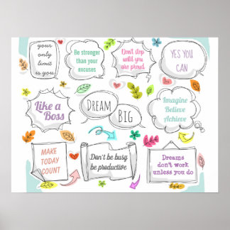 Poster Citations Motivationnelles Colorées Discours Bulle