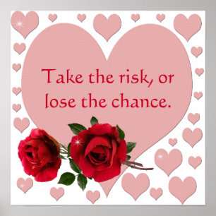 Poster Citations Prendre Le Risque Cœurs Roses Roses Roug