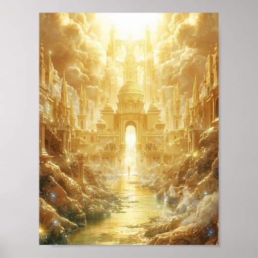 Poster Cité Céleste Dorée Céleste de Lumière Fantastique (Devant)