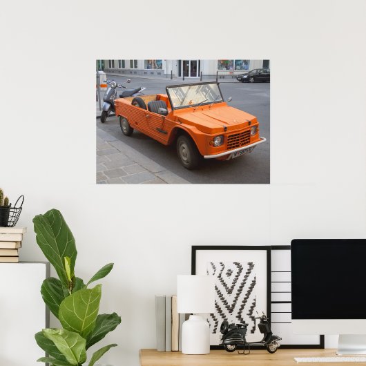 Poster Citroen orange Mehari (Bureau à domicile)