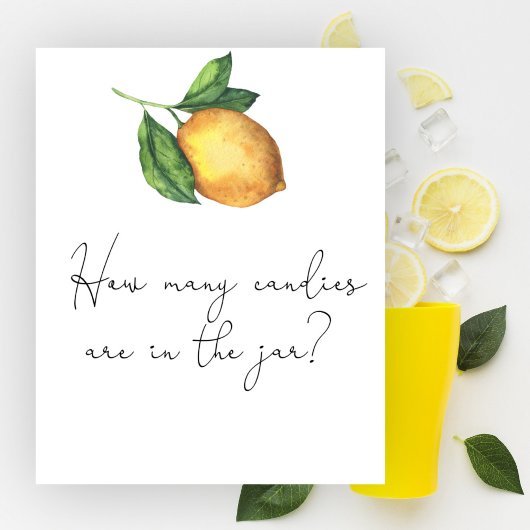 Poster Citron baby shower Devinez combien de bonbons
