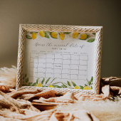 Poster Citron Baby shower Devinez Le Calendrier De La Dat