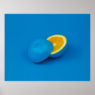 Poster citron bleu coupé en deux moitiés