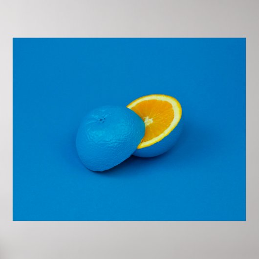 Poster citron bleu coupé en deux moitiés (Devant)