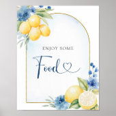 Poster Citron bleu Floral Principal Baby shower Squeeze (Devant)