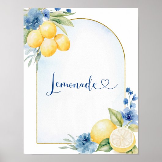 Poster Citron bleu floral principal Squeeze Lemonade (Devant)