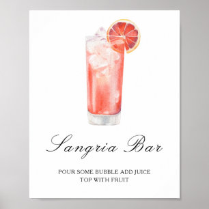 Poster Citron cocktail aquarelle - bar sangria
