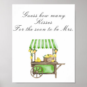 Poster Citron - Combien de baisers jeu de baby shower de 