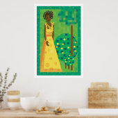 Poster Citron et lime - fille dans un jardin (Cuisine)