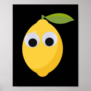 Poster Citron, fruit sucré avec des yeux globuleux    