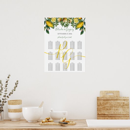 Poster Citron jaune rustique Mariage de verdure (Cuisine)