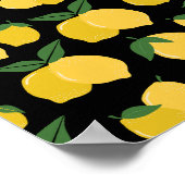 Poster Citron Motif Fruit Rétro Jaune sur Noir (Coin)
