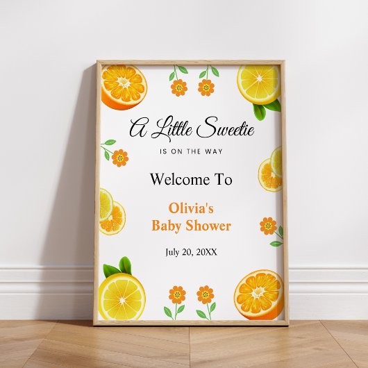 Poster Citron Orange Citrus Baby shower Botanique Bienven
