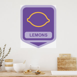Poster Citron - Outline Fruit pourpre et jaune