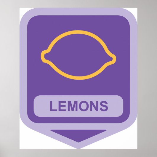 Poster Citron - Outline Fruit pourpre et jaune (Devant)