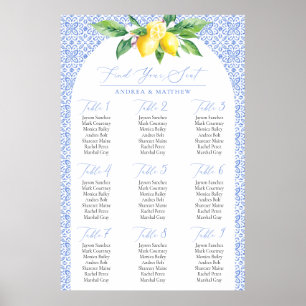 Poster Citron Positano Bleu Italien Trouvez Votre Carte D