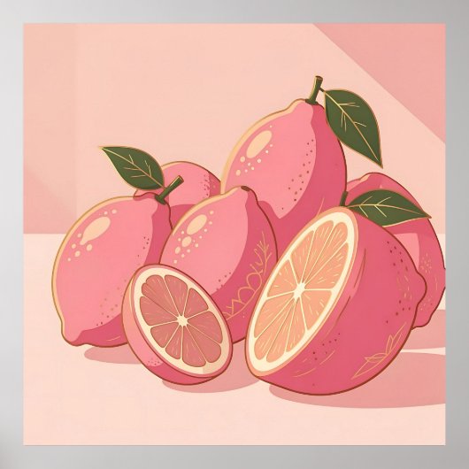 Poster Citron Rose Moderne Féminin (Devant)