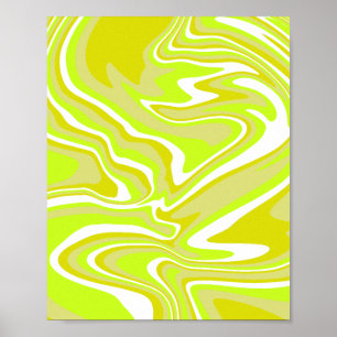 Poster Citron vert et blanc Abstrait Art