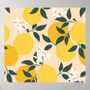 Poster Citron vintage : Texture de Fruit sans soudure.