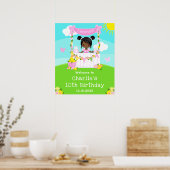 Poster Citronade rose Fille de peau foncée Bienvenue (Cuisine)