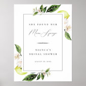 Poster Citrons Botaniques Mariage Main Squeeze (Devant)