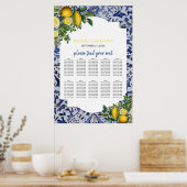 Poster Citrons Carreaux portugais Mariage Carte de siège (Cuisine)