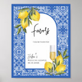 Poster Citrons & Carrelage Méditerranéen Wedding shower F (Devant)
