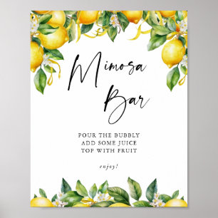 Poster Citrons Citrus douche nuptiale Mimosa Bar Signal