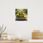 Poster Citrons ensoleillés, olives, tranches d'agrumes (Cuisine)