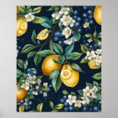 Poster Citrons et bleuets élégants (Devant)