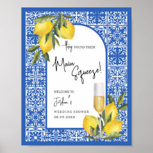 Poster Citrons et carreaux méditerranéens Wedding showers