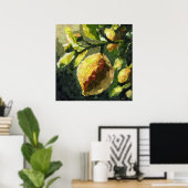 Poster Citrons impressionnistes suspendus à la branche (Bureau à domicile)