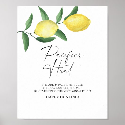 Poster Citrons - jeu de chasse à la tétine pour une baby (Devant)