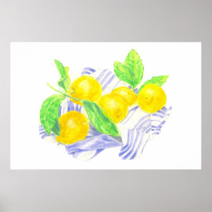 Poster citrons Meyer sur la serviette de cuisine